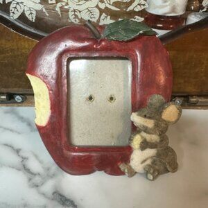 Adorable apple with mouse photo frame